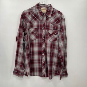 Wrangler‎ Western Fashion Snap Shirts XL Plaid Burgundy Gray Turquoise